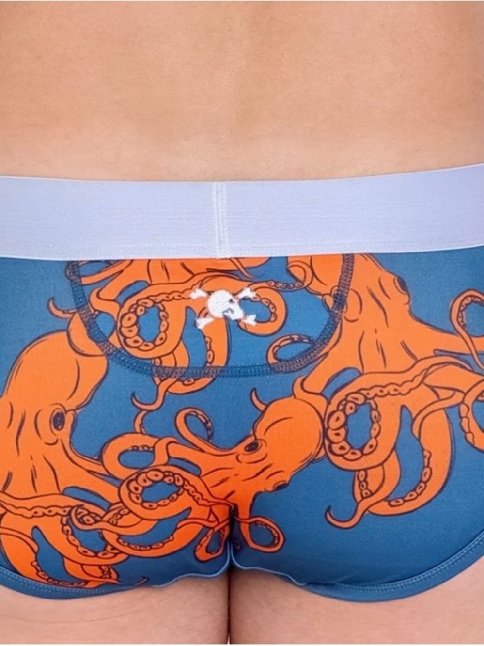 Skull & Bones Blue & Orange Octopus Print Briefs - Picture 2 of 6
